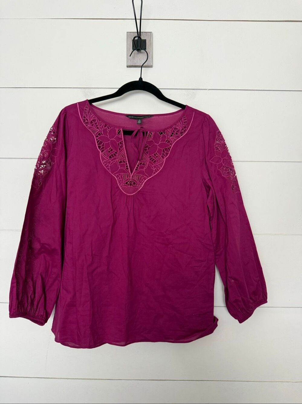 White House Black Market Women’s Small Magenta Boho Blouse Top